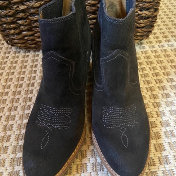 Dolce Vita Chocolate Black Suede Cowboy Bootie Women Size 8  Real LEATHER - Picture 2 of 7